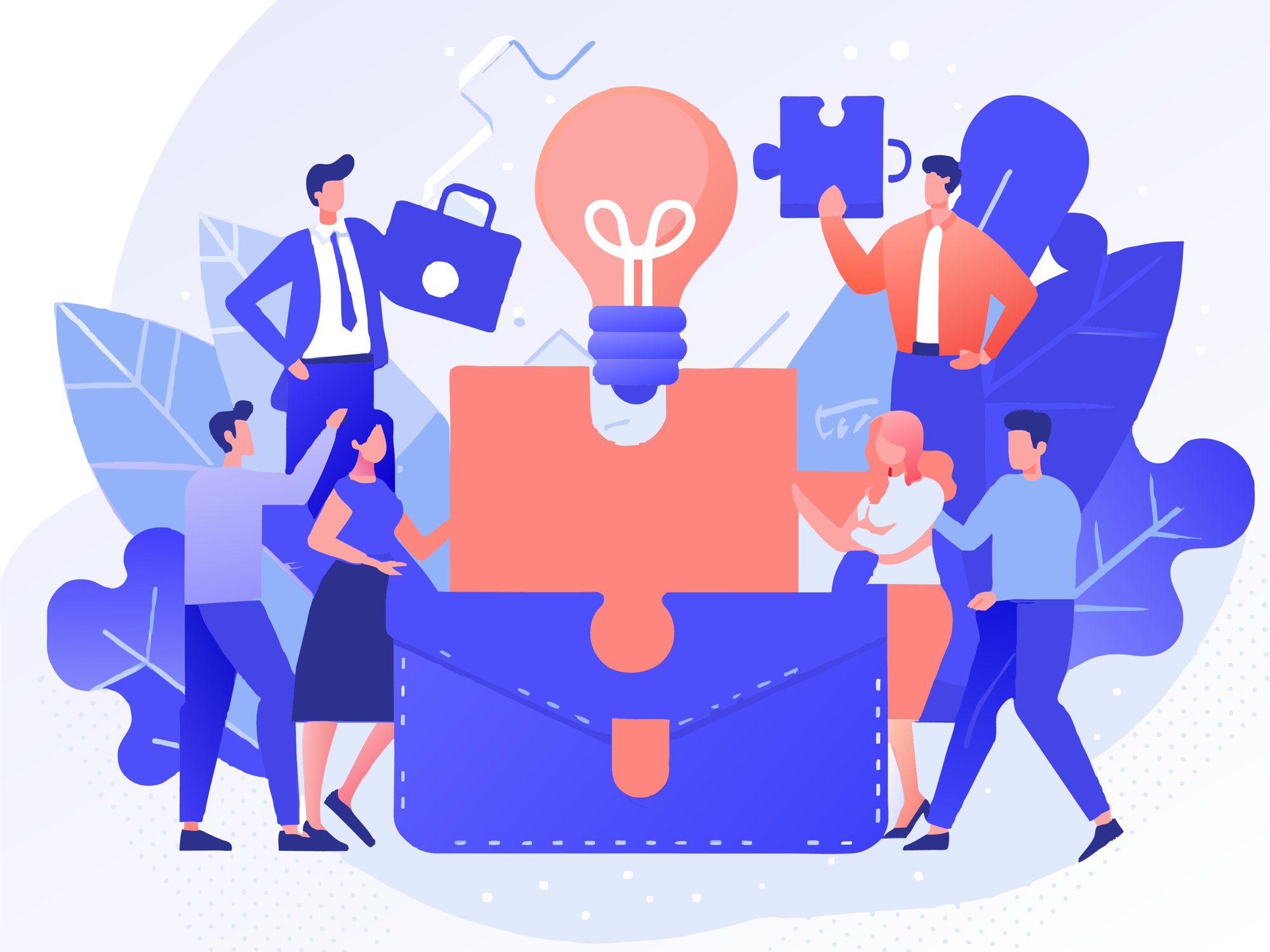 Business people joining puzzle pieces